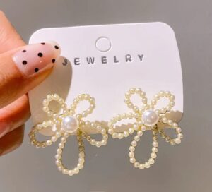 Pearl Glow Silver Plated Korean Earrings