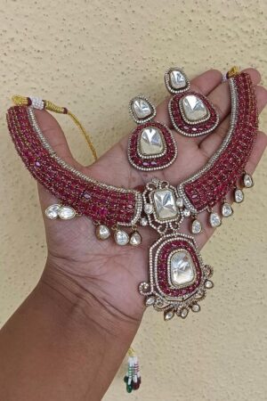 Finest Ruby Premium Moissanite Hasli With Earrings