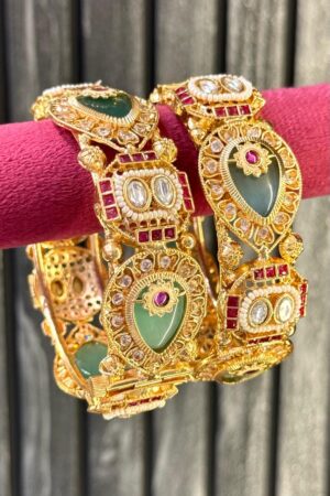 Heritage Luxuria Mint Ruby Premium Gold Bangles Set of 2(Openable)
