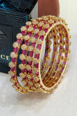 Ruby Bollywood Inspired Luxe American Diamond Bangles Set of 4