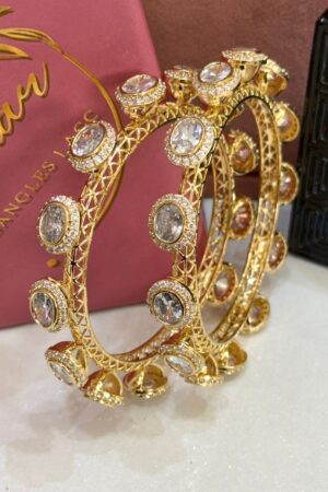 Moissanite Gold Polish Exclusive Pacheli Bangles Set of 2