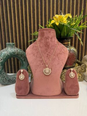 Crystal Marquise Pendant Moissanite Necklace With Earrings