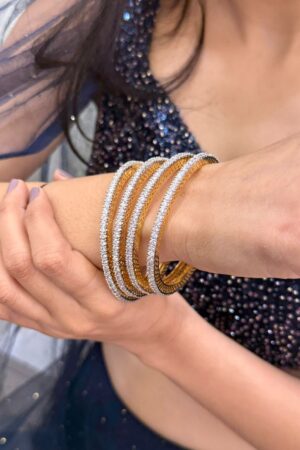 1 Carat Pointer Diamond Premium Silver Polish Bangles Set of 4