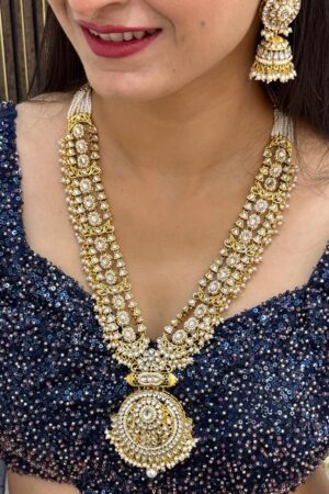 Pearl Legacy Kundan Ranihaar Necklace With Earrings