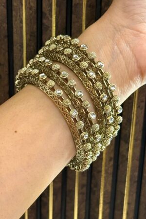 House Of Swarna Antique Gold Polish Bangles Set of 4