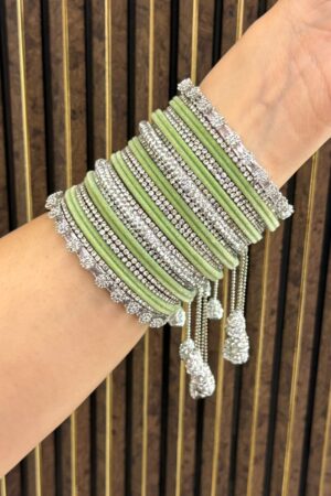 Diamond Mint Luxe Edit American Diamond Bangle Set For 2 Hands