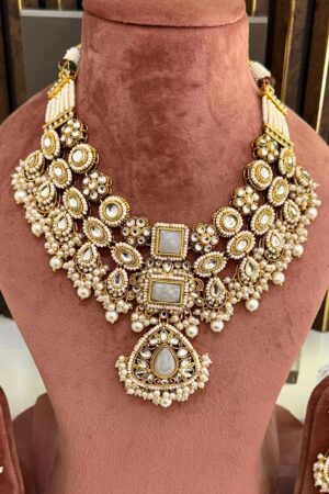 Noor-e-Nikhar Lustre Pearls Necklace Set With Earrings And Maang Teeka
