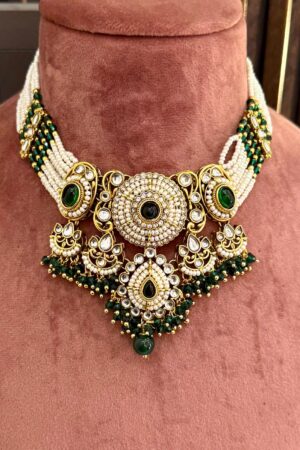 Noor-e-Nikhar Lustre Pearls Necklace Set With Earrings And Maang Teeka