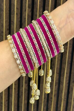 Diamond Noire Strawberry American Diamond Bangle Set For 2 Hands