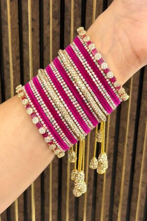 Diamond Princess Strawberry Gold Luxe American Diamond Bangle Set For 2 Hands