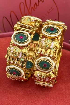 Temple Heritage Mint Treasure Gold Bangles Set of 2 (Openable)