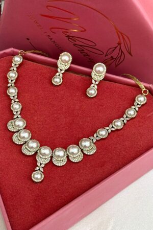 Pearl Delight American Diamond Necklace Set
