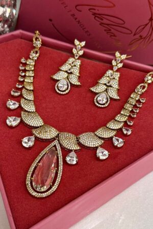 Ishqara Fine Jewels Designer American Diamond Necklace Set