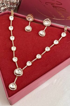 Trending Moissanite Drops Atelier Gold Polish Necklace Set