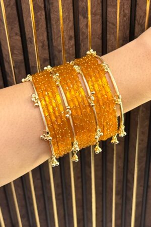 Meher Yellow Kashmiri Ghungroo Set of 16 Bangles