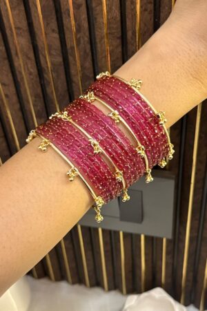 Meher Pink Kashmiri Ghungroo Set of 16 Bangles