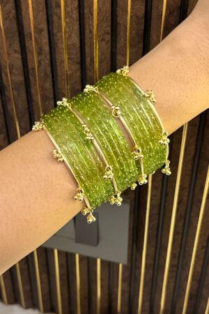 Meher Mint Kashmiri Ghungroo Set of 16 Bangles