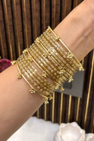 Gulnazar Premium Gold Kashmiri Ghungroo Set of 16 Bangles