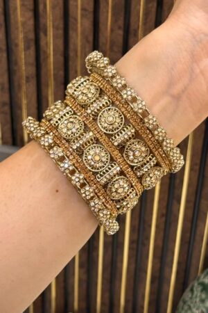 Royale Glow Antique Gold Bangle Set For 2 Hands