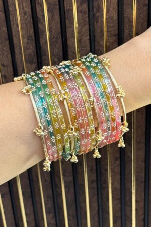 Gulnazar Premium Love Red Kashmiri Ghungroo Set of 16 Bangles