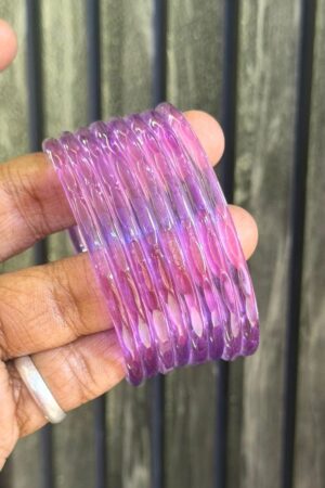 Lavendar Jelly Glass Bangles Set of 8