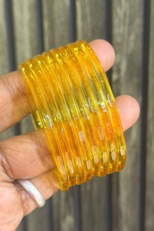 Yellow Jelly Glass Bangles Set of 8