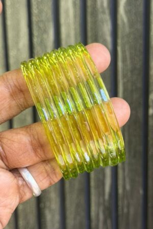 Lime Jelly Glass Bangles Set of 8