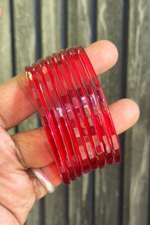 Red Jelly Glass Bangles Set of 8