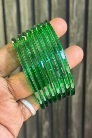 Green Jelly Glass Bangles Set of 8