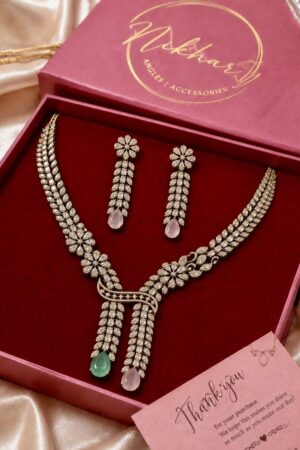 Western Radiance Antique Polish American Diamond Necklace Set