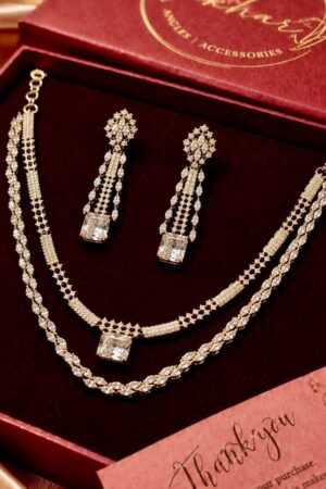 Aurelia Veloura Gem Antique Polish American Diamond Necklace Set