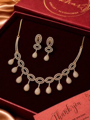 Blossom Beads Antique Polish American Diamond Necklace Set