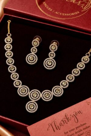 Bride Gloom Antique Polish American Diamond Necklace Set