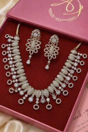 Beauty Gleem Antique Polish American Diamond Necklace Set