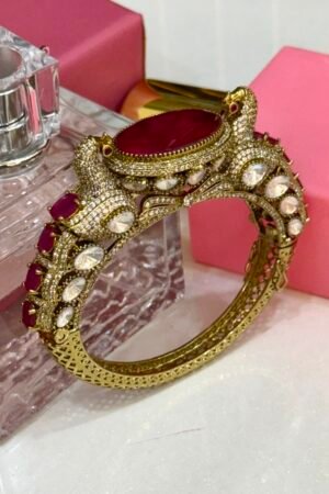 Fine Ruby Peacock Diamonds Victorian Polish Bracelet