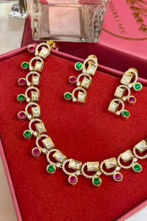 Polki Kundan High Quality Necklace Set With Earring