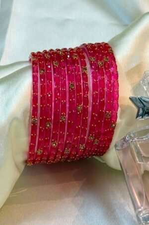 Strawberry Raindrop Flower Glass Bangles Set of 12