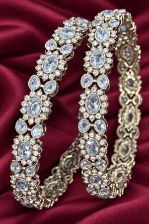 Rauza Diamond Studded Silver Bangles Set of 2