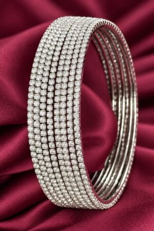 Nivzar Diamond Diamond Line Silver Bangles Set of 8