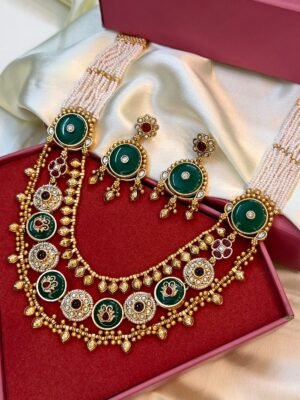 Parampara Heritage Gold Polish Necklace Set With Earrings